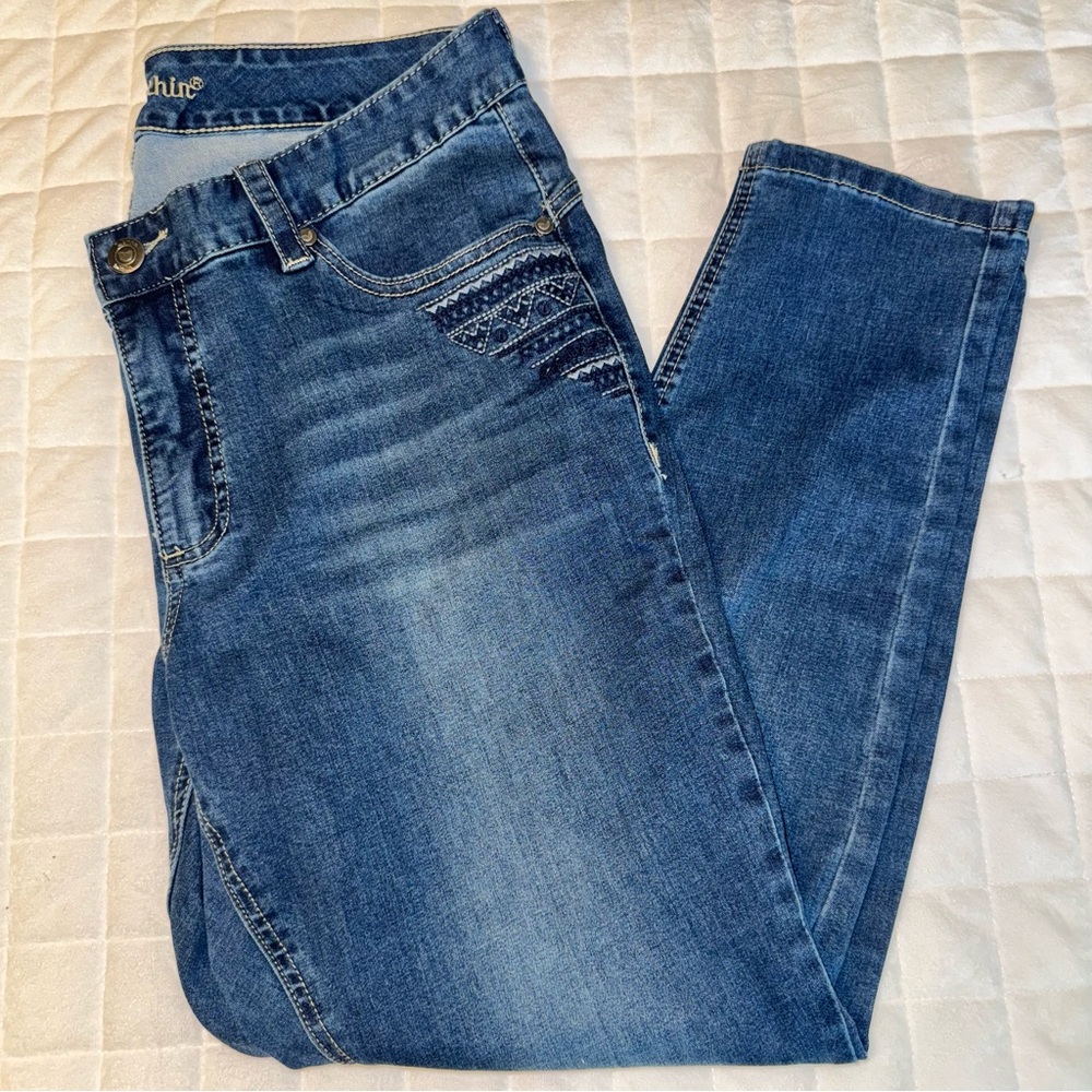 Woman Within Blue Straight Leg Jeans Classic Style